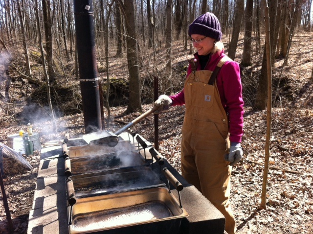 Ladling maple syrup